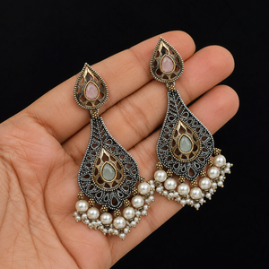 Pendientes Colgantes Bohemios de Plata Oxidada Bicolor para Mujer, Venta al por Mayor, Suministro Directo de Fábrica, ARTS JEWELS - Product Image 3