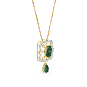 Luxury 18K Gold Emerald Pendant Necklace With Diamond Accents <b>Rope</b> <b>Chain</b> Women's Wedding Jewelry - Product Image 2