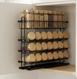 4 Tier Metal <b>Kitchen</b> <b>Corner</b> Spice Rack Heavy Duty Sliding Seasoning <b>Storage</b> Cabinet Organizer Shelf Rack - Product Image 2
