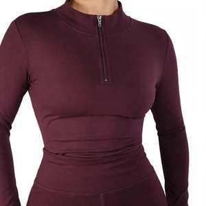 Ensemble de sport pour femme : Leggings et haut de yoga à manches longues zippé, pantalon évasé taille haute respirant - Product Image 4