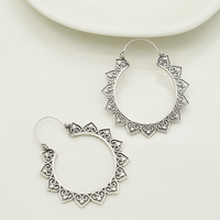Boucles d'oreilles créoles bohèmes en laiton plaqué or pour femme, bijoux de fête, motif floral bicolore argent et or