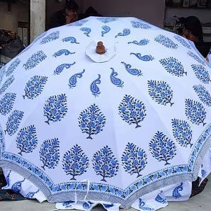 Sombrilla Plegable Moderna de Algodón para Exteriores, Parasol Decorativo para Fiestas con Estampado Indio, para Jardín, Protección Solar, Hecha a Mano (No se Apto para Máquinas) - Product Image 2