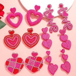 เครื่องประดับทำมือ น้ำหนักเบา สไตล์โบฮีเมียน ประดับลูกปัดรูปหัวใจสามดวง สำหรับวันวาเลนไทน์ งานปาร์ตี้ งานแต่งงาน เครื่องประดับแฟชั่นสำหรับผู้หญิง โดย MULTI CRAFT - Product Image 6