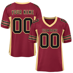 Custom American Football Jersey Men Black White Mesh V-Neck Short Sleeve Breathable Sublimated Print Team <b>Name</b> Number - Product Image 4