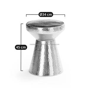 Tabouret rond marbré en métal et plaqué or, table d'angle pour la maison et le jardin, à motif Simple, aspect martelé, pour chambre à coucher - Product Image 3