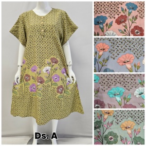 Camisón de Rayón con Estampado Floral para Mujer, Manga Corta, Cuello Redondo, Largo hasta la Rodilla, Corte Regular Informal, Cintura Elástica Transpirable, Estampado Digital - Product Image 4