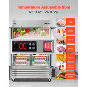 Attrezzatura di Refrigerazione per Cucine Commerciali, Congelatore Verticale da 32,2 Pollici di Larghezza, Doppia Porta in Vetro, Frigorifero Commerciale da 43,2 Piedi Cubi - Product Image 3
