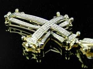 Colgante de cruz de lujo chapado en oro amarillo de 18 quilates con moissanita y diamantes para hombre, joyería cristiana hip hop S925 - Product Image 2