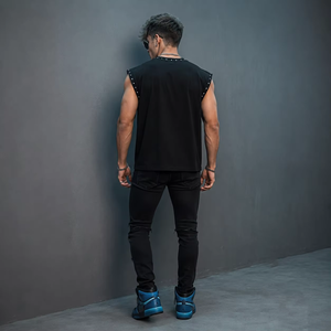 Débardeur sans manches personnalisé imprimé DTG, 100% coton jersey, tissu de qualité supérieure, streetwear décontracté unisexe, vente en gros OEM pour les chaînes - Product Image 3