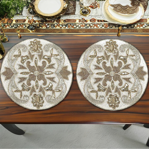 Antique Luxury Glass <b>Beaded</b> Handmade Dining Table <b>Placemat</b> Beautiful Decorative Mats & Pads for Wedding Birthday Easter - Product Image 5