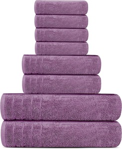 Ensemble de serviettes en coton uni, rectangulaires, teintes, pour usage domestique, couleur violette - Product Image 4