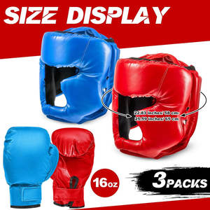 Conjunto de 3 Piezas de Equipo de Boxeo: Protector de Cabeza de Cuero Resistente a Impactos y Guantes de Boxeo para Hombres, Mujeres y Jóvenes Principiantes - Product Image 2