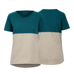 T-shirt pour homme à blocs de couleur, manches courtes, col rond, coupe classique, décontracté, tricoté, gris bleu, design uni - Product Image 3