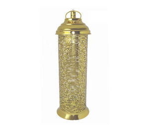 Lanterne hexagonale en métal avec panneaux en verre, couleur or, décoration d'intérieur, porte-bougie vide - Product Image 2