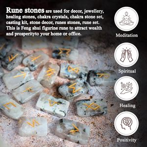 Juego de Piedras Rúnicas de Piedra Lunar Arcoíris Natural, 25 Piezas, Piedras Rúnicas Grabadas para Adivinación, Colección, Venta al por Mayor - Product Image 3