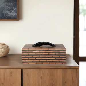 Brick Pattern Wooden Storage <b>Box</b> Perfect For Home Organization <b>Keepsakes</b> Accessories And Decorative Storage Wholesale From India - Product Image 6
