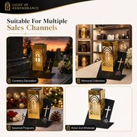 Lanterne solaire funéraire en métal avec croix et rose, lumière commémorative pour la décoration des cimetières, vente en gros de lampes commémoratives en métal