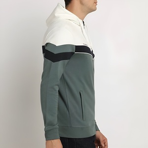 Sudaderas con capucha de alta calidad para hombre, extragrandes, con bloques de color, cierre completo, 100% algodón, forro polar, estilo casual, ropa urbana, venta al por mayor, OEM - Product Image 4
