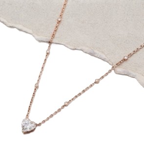 DEF Color VS VVS Clarity Heart & Round Cut Lab Grown Diamond 9K 10K 14K 18K <b>Solid</b> <b>Gold</b> IGI Certified Proposal Gift Chain <b>Pendant</b> - Product Image 2