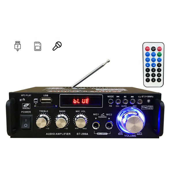 Home Digital Amplifiers Audio Display 300W+300W Digital HIFI Audio Stereo Power Amplifier 2 Channel Digital Amplifiers BT-298A