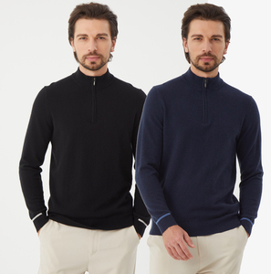 Winter New <b>Men's</b> European-size Sweater <b>Long</b>-sleeved Half-zipper Collar Solid Color High Elasticity Casual Winter Wear - Product Image 5