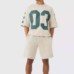 Ensemble décontracté homme été respirant grande taille chemise à manches courtes unie et short léger avec cordon de serrage avant et poches cargo - Product Image 1