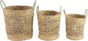 Panier ottoman rustique en rotin et cuivre avec doublure, paniers en osier naturel pour l'organisation de la maison et du bureau, panier de rangement pour papier - Product Image 3