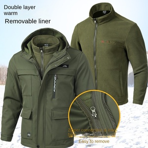 Veste zippée enduite Rusk pour homme, automne-hiver, respirante, doublée polaire, épaisse, imperméable, coupe-vent, chaude, pour l'alpinisme - Product Image 3