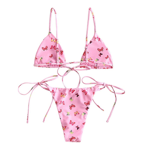Traje de Baño de Dos Piezas, Traje de Baño y Ropa de Playa al por Mayor, Traje de Baño Personalizado para Mujer, Conjunto de Bikini para Niñas, Color Sólido, Sexy, Triangular - Product Image 6