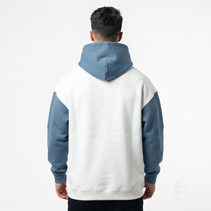 Sweat-shirt décontracté pour homme en coton épais à logo personnalisé, coupe oversize, épaules tombantes, bicolore - Product Image 6