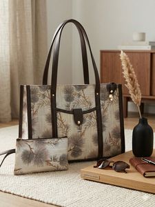 Bolso Tote de Lona con Estampado Floral para Mujer, Bolso de Hombro con Bolsillo y Cierre Abierto para Compras Diarias y Viajes - Product Image 2