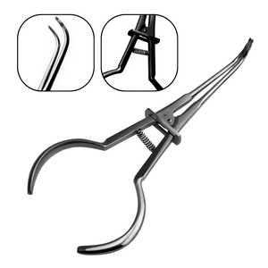Pinza de dique de goma manual University Washington con anillo de bloqueo de acción de resorte de acero inoxidable y mango curvo, para uso dental, de ROBOZ TECH - Product Image 1