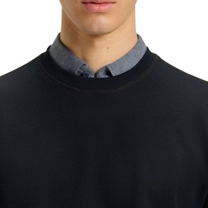 Sudadera Unisex con Cuello en V, de Forro Polar, Color Sólido, Corte Regular, Ecológica, Transpirable, de Secado Rápido, para Otoño, Color Negro - Product Image 4