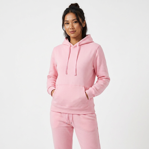 Chándal Unisex Rosa con Capucha, Manga Larga, Color Sólido, Ropa Casual, Transpirable, Algodón, Corte Regular, Atuendo de Otoño - Product Image 3