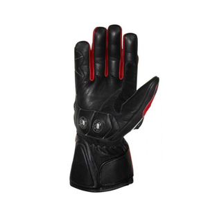 Gants de course pour moto, en cuir, à doigts entiers, noirs et rouges, antidérapants, avec fermeture auto-agrippante, pour la conduite, universels pour homme - Product Image 2