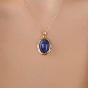 Collar con Colgante de Lapislázuli, Plata de Ley 925, Chapado en Oro de 14K, Certificado IGI, Diseño Único, Joyería de Piedra de Nacimiento de Septiembre, Regalo - Product Image 5