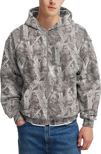 Sudaderas con capucha de camuflaje para hombre, con cremallera, de forro polar, con estampado de hojas, estilo oversize, para otoño - Product Image 5