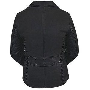 ZULARI IMPEX Women's Black Silk Eco-Friendly Midweight <b>Gothic</b> Style Full Length Winter <b>Jacket</b> Zipper Closure Braided Side - Product Image 1