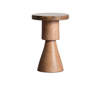 Table basse en bois moderne, design minimaliste, fabrication artisanale, plateau rond en bois massif, meubles de salon, table de chevet, décoration - Product Image 3