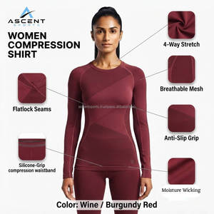 Performance <b>Women</b> Compression Shirt Athletic <b>Long</b> Sleeve Workout <b>Top</b> Quick Dry Running Fitness Base Layer OEM ODM Factory - Product Image 6