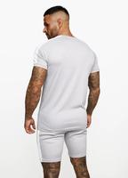 T-shirt à manches courtes en tissu uni gris clair pour homme, ensemble 2 pièces assorti avec short, tenue de sport, de gym ou de course