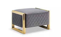 Pouf Rond Décoratif Moderne Portable en Cuir PU avec Base Métallique Dorée – Idéal Chambre, Appartement, Entrée – Offre Spéciale