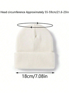 Bonnet unisexe en laine chaud d'hiver, style jacquard à lettres, tricoté, sans revers, pour le ski et les voyages - Product Image 5
