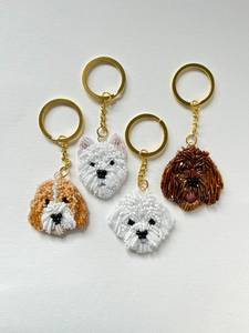 Porte-clés avec portrait de chien en perles, porte-clés commémoratif personnalisé pour animaux de compagnie, porte-clés photo brodé - Product Image 3