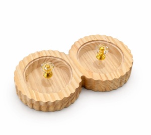 Best Price Handcrafted Spice <b>Box</b> Masala Dabba Acrylic Lid with 2 Round Compartments & Spoon <b>Pine</b> Wood Spice <b>Box</b> Set - Product Image 1