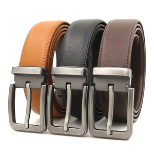 Cinturón de Cuero Genuino para Hombre, Color Sólido, Hebilla de Acero Rectangular, Estilo Casual, Duradero - Product Image 5
