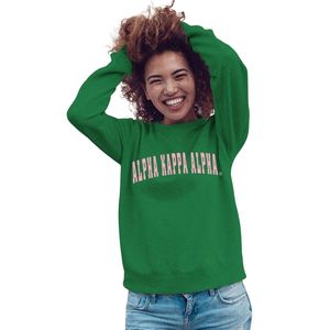 Sweat-shirt graphique vert style Letterman en molleton de coton, col rond, manches longues, décontracté, style universitaire, haut tendance pour femme, streetwear - Product Image 1