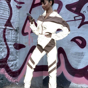 Unisex Spandex/Polyester Sporty Windbreaker Tracksuit <b>Top</b> Four-Way Stretch <b>Zipper</b> Fly Side Pockets Lightweight 2-In-1 Design for - Product Image 2