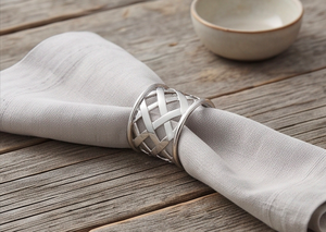 Anneaux de serviette en métal argenté moderne, design ajouré tressé, parfaits pour la décoration de table de fête et les mariages - Product Image 5
