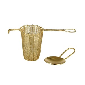 Passoire en métal doré personnalisable en gros avec poignée et couvercle – Passoire durable pour la cuisine - Product Image 5